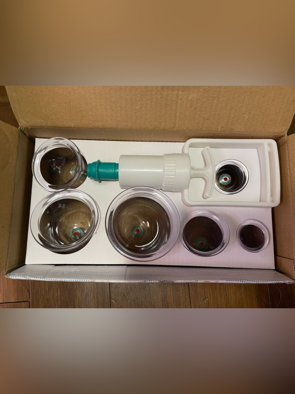 Glass Cupping Set with White Pump and Green Connector - New Never used